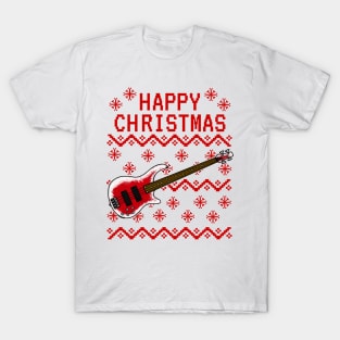 Bass Guitar Ugly Christmas Bassist Musician T-Shirt